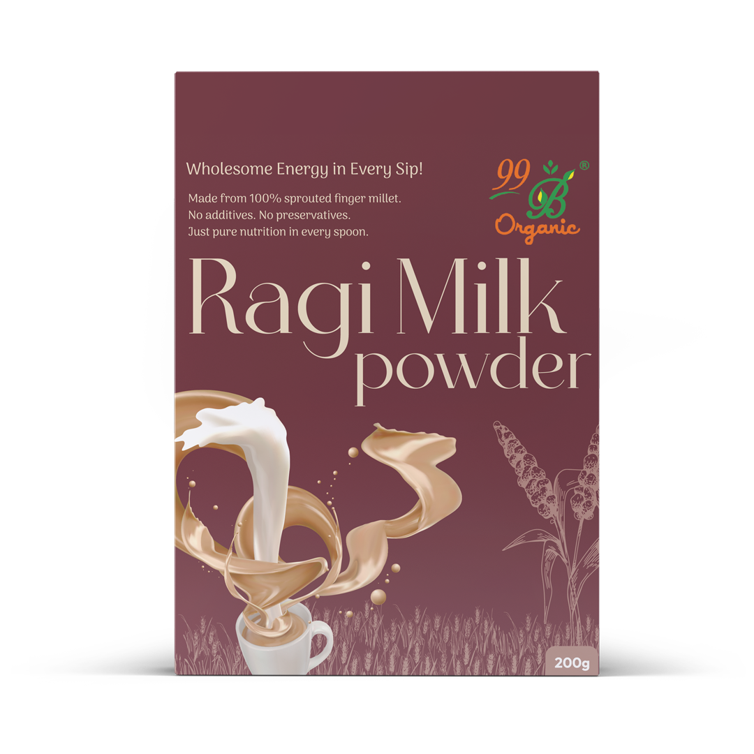 Organic ragi milk powder 200g calcium rich malted health drink by 99B Organic
