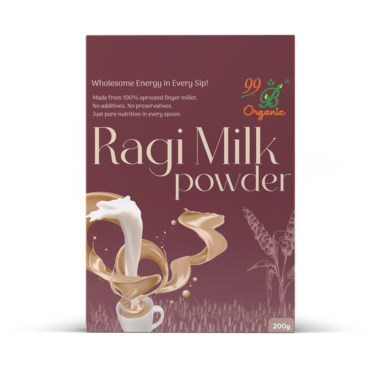 Organic ragi milk powder 200g calcium rich malted health drink by 99B Organic