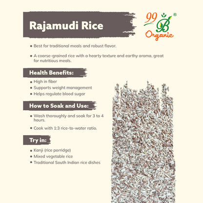 Rajamudi Rice 500g | Karnataka Heritage Rice – 99B Organic