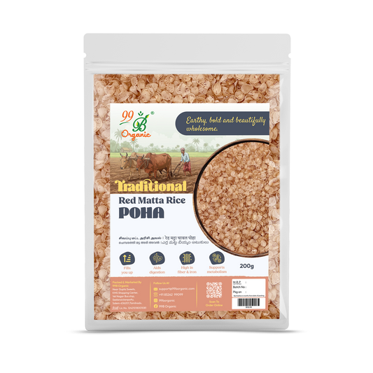 Organic red matta arisi poha Kerala rice flakes 200g traditional breakfast by 99B Organic