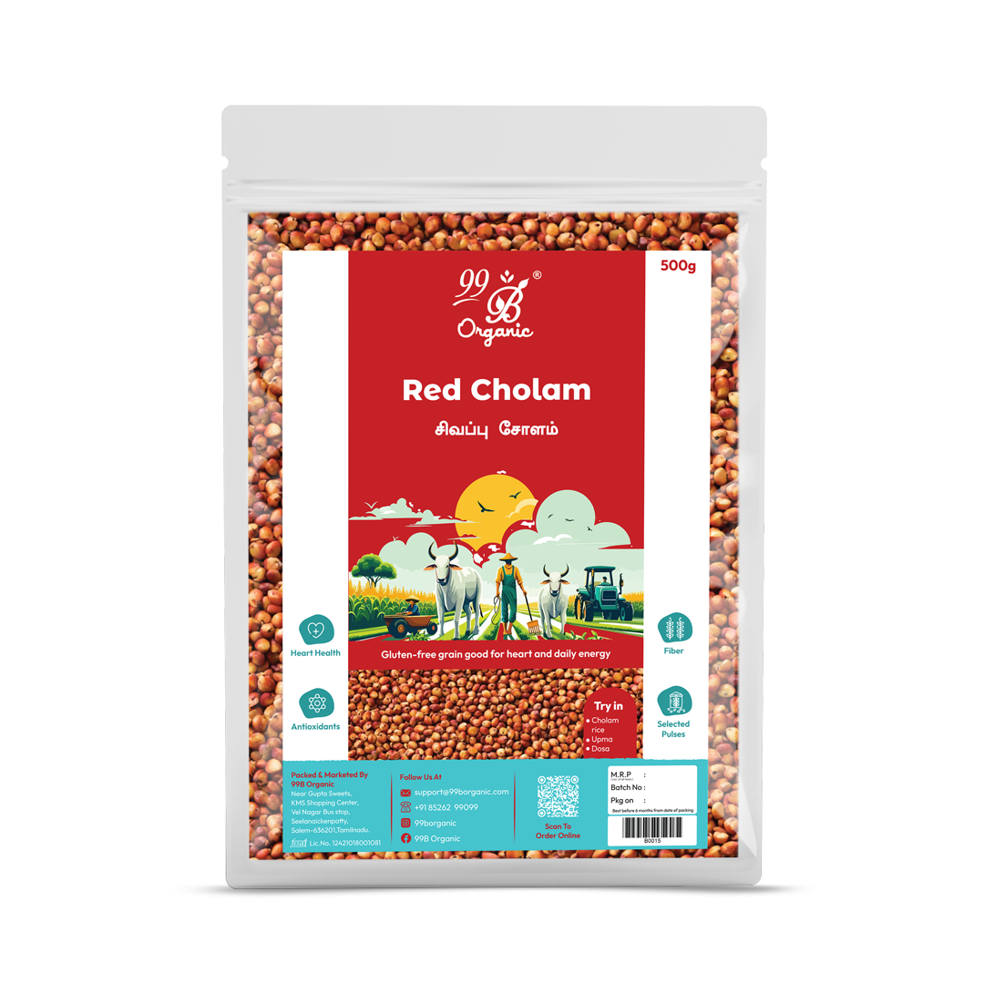 Organic red cholam sorghum grain 500g healthy traditional millet by 99B Organic