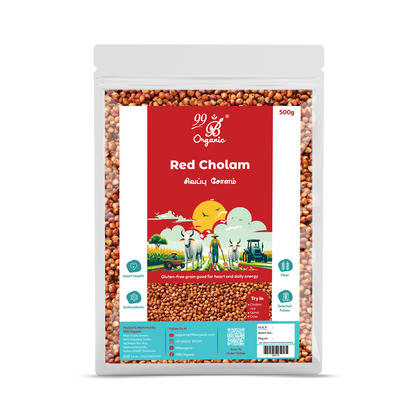 Organic red cholam sorghum grain 500g healthy traditional millet by 99B Organic