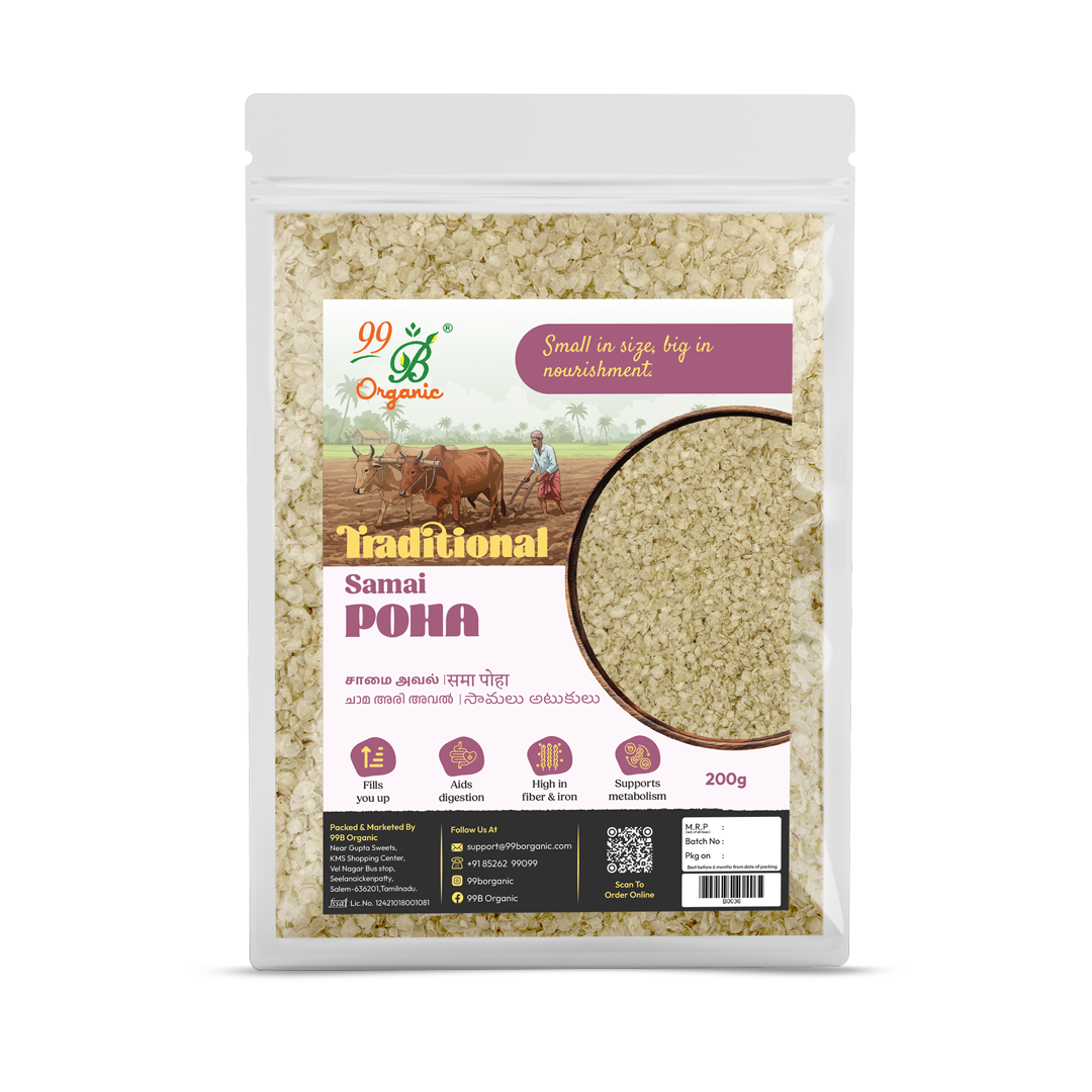 Organic samai aval little millet poha 200g nutritious millet flakes by 99B Organic