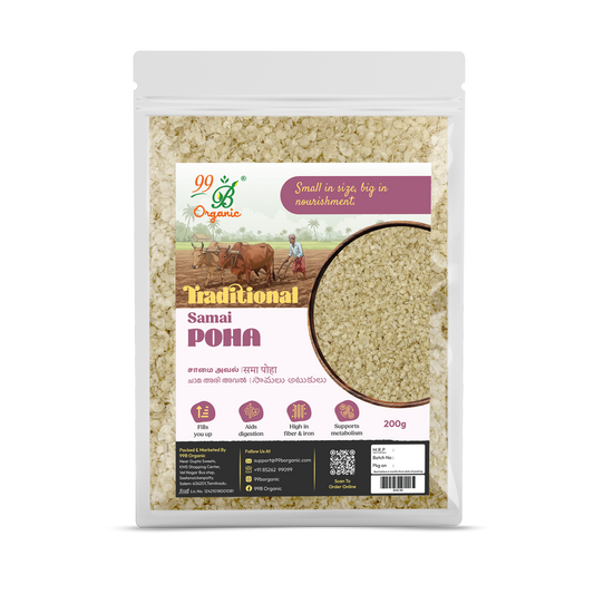Organic samai aval little millet poha 200g nutritious millet flakes by 99B Organic