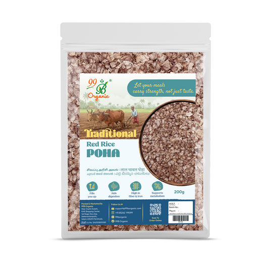 Organic sivappu arisi poha red rice flakes 200g healthy aval by 99B Organic