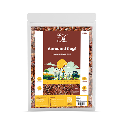 Organic sprouted ragi finger millet 500g calcium rich healthy millet by 99B Organic