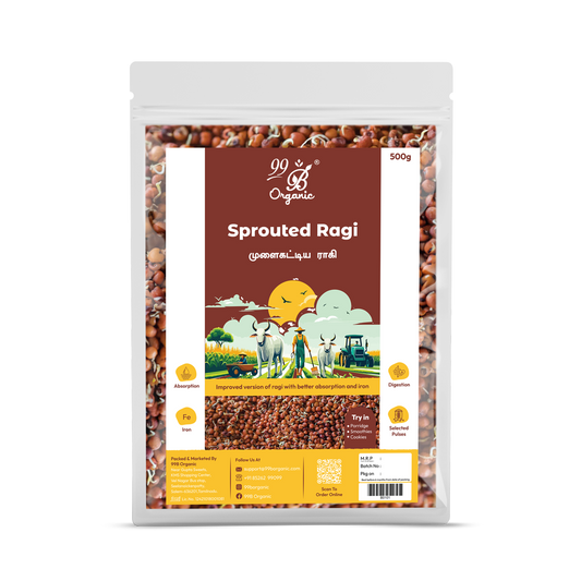 Organic sprouted ragi finger millet 500g calcium rich healthy millet by 99B Organic