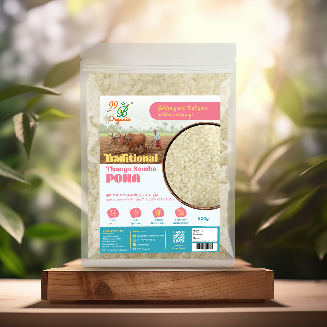 Organic thanga samba poha heritage rice flakes 200g healthy breakfast by 99B Organic