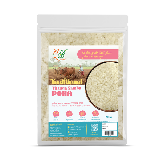 Organic thanga samba poha heritage rice flakes 200g healthy breakfast by 99B Organic