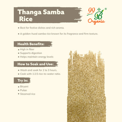 Thanga Samba rice 500g – golden traditional heritage rice 99B Organic