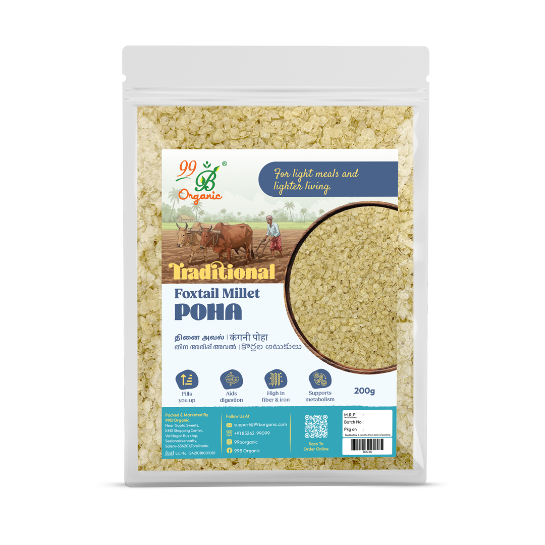 Organic thinai aval foxtail millet poha 200g healthy millet breakfast by 99B Organic