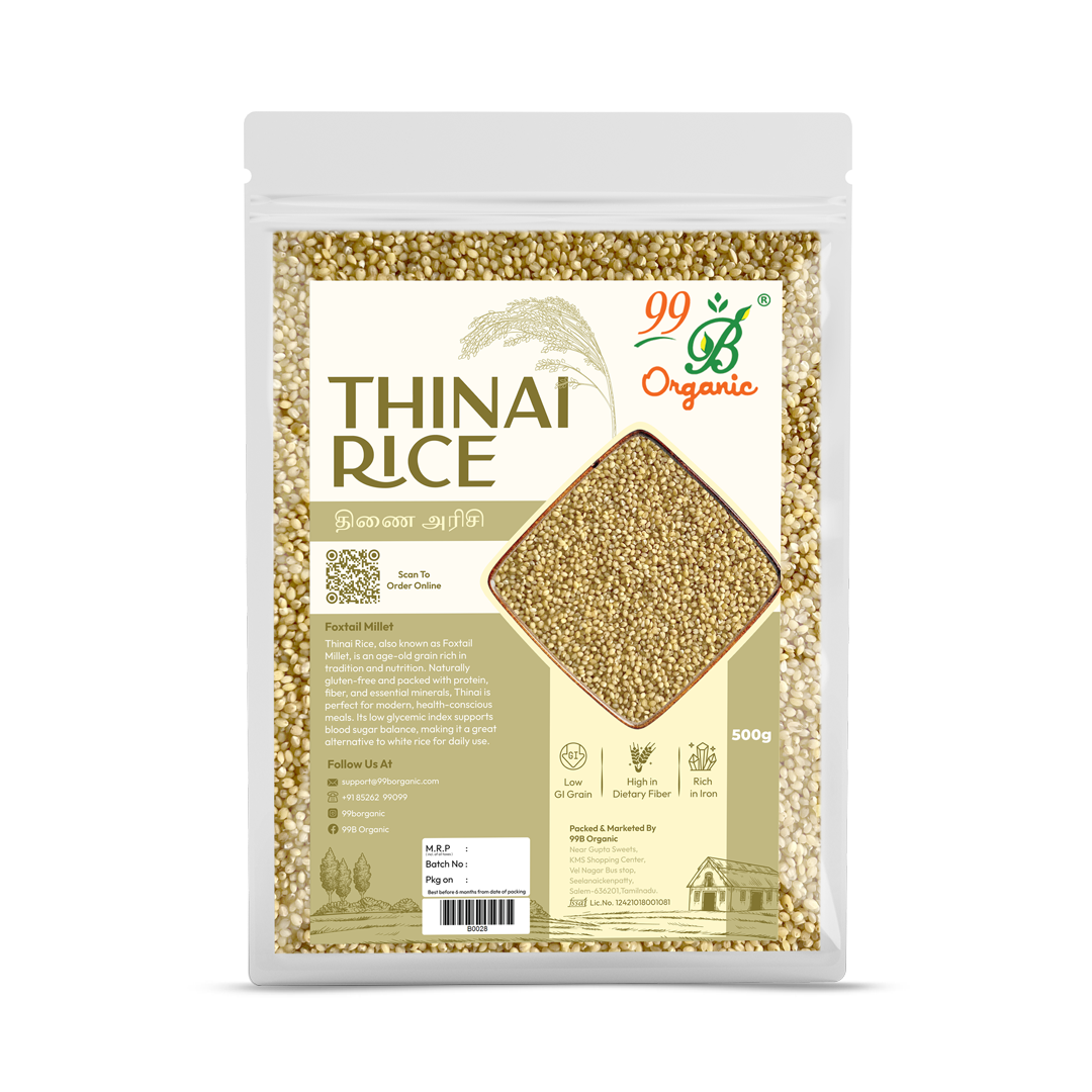 Organic thinai raw foxtail millet 500g iron rich high fiber millet by 99B Organic