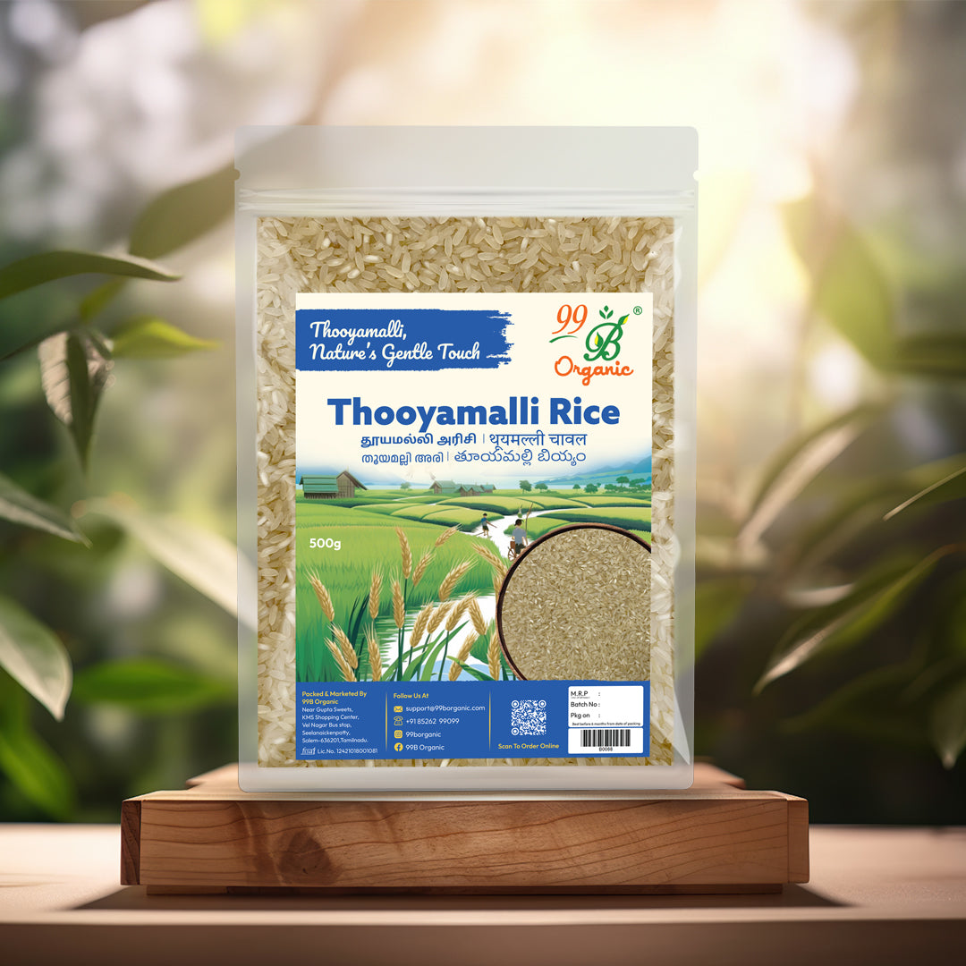 Thooyamalli rice 500g – organic traditional South Indian white rice by 99B Organic