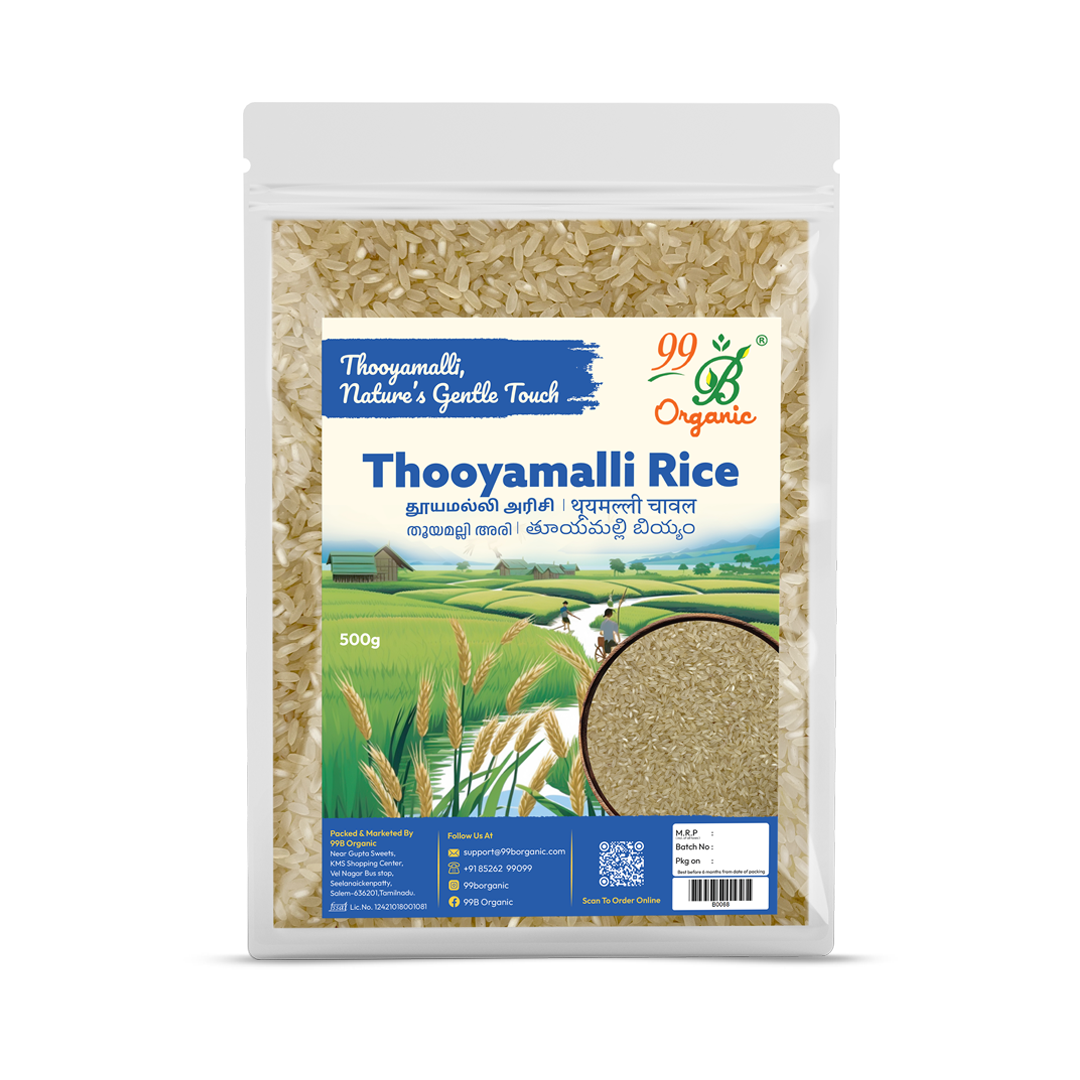 Thooyamalli rice 500g – organic traditional South Indian white rice by 99B Organic