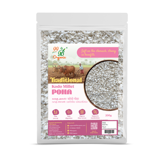 Organic varagu aval kodo millet poha 200g high fiber millet flakes by 99B Organic