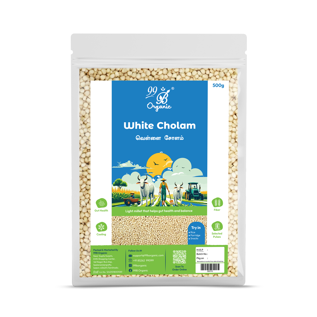 Organic white cholam sorghum grain 500g healthy millet grain by 99B Organic