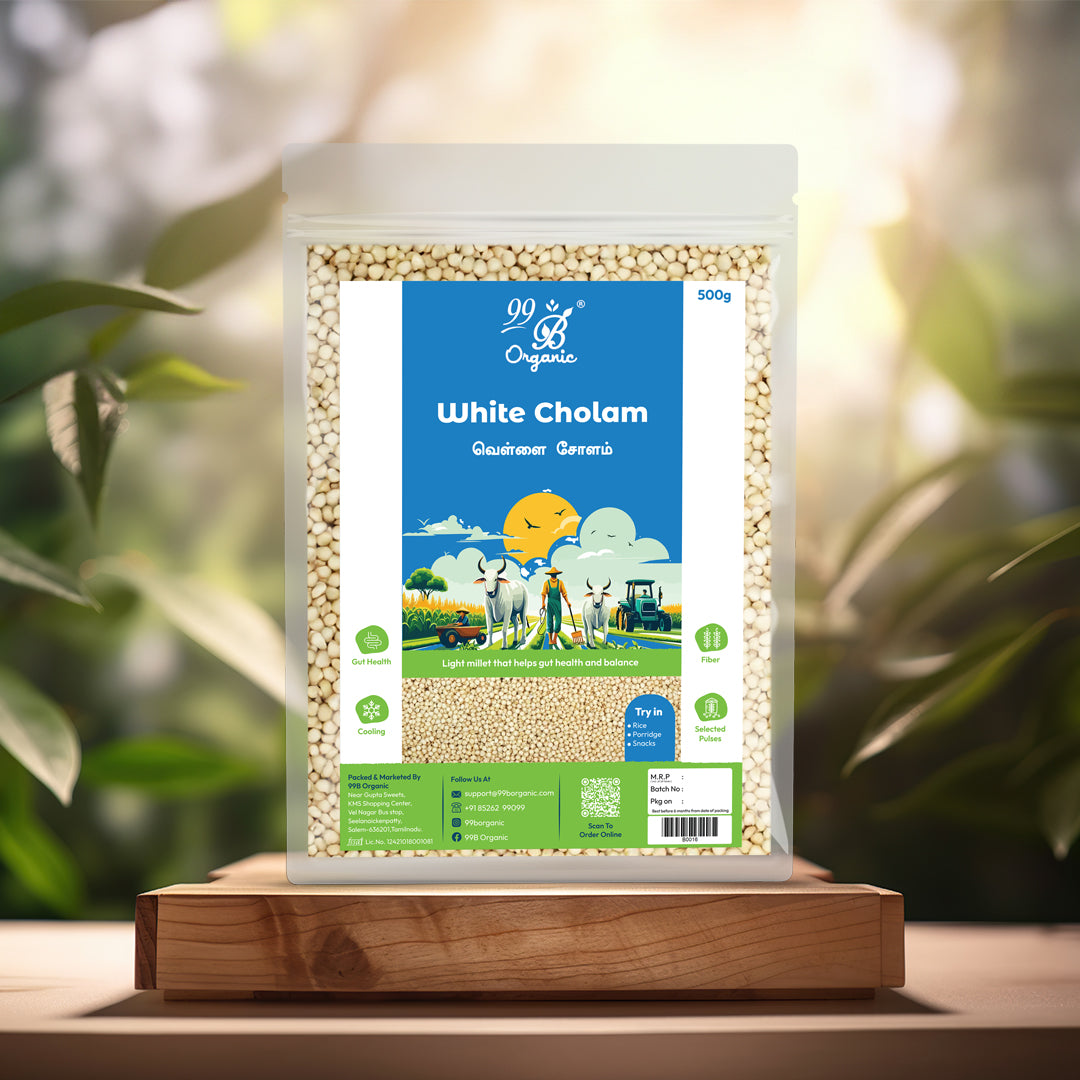 Organic white cholam sorghum grain 500g healthy millet grain by 99B Organic