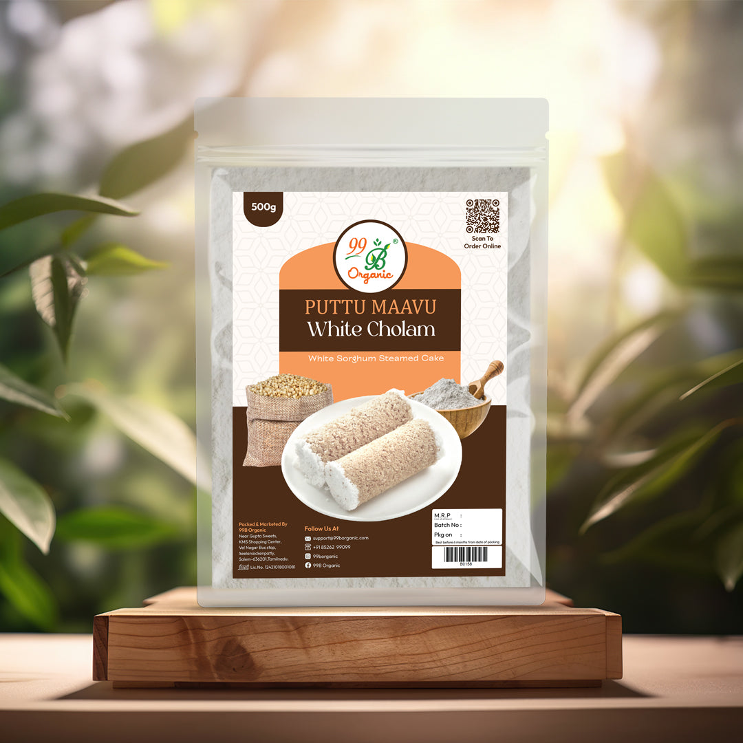 Organic white cholam puttu maavu sorghum flour 250g healthy breakfast mix by 99B Organic