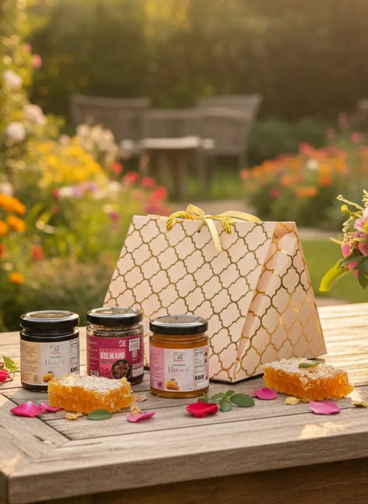 Bloom Blend Set - Premium Organic Honey & Gulkand Gift Set (99B-02)