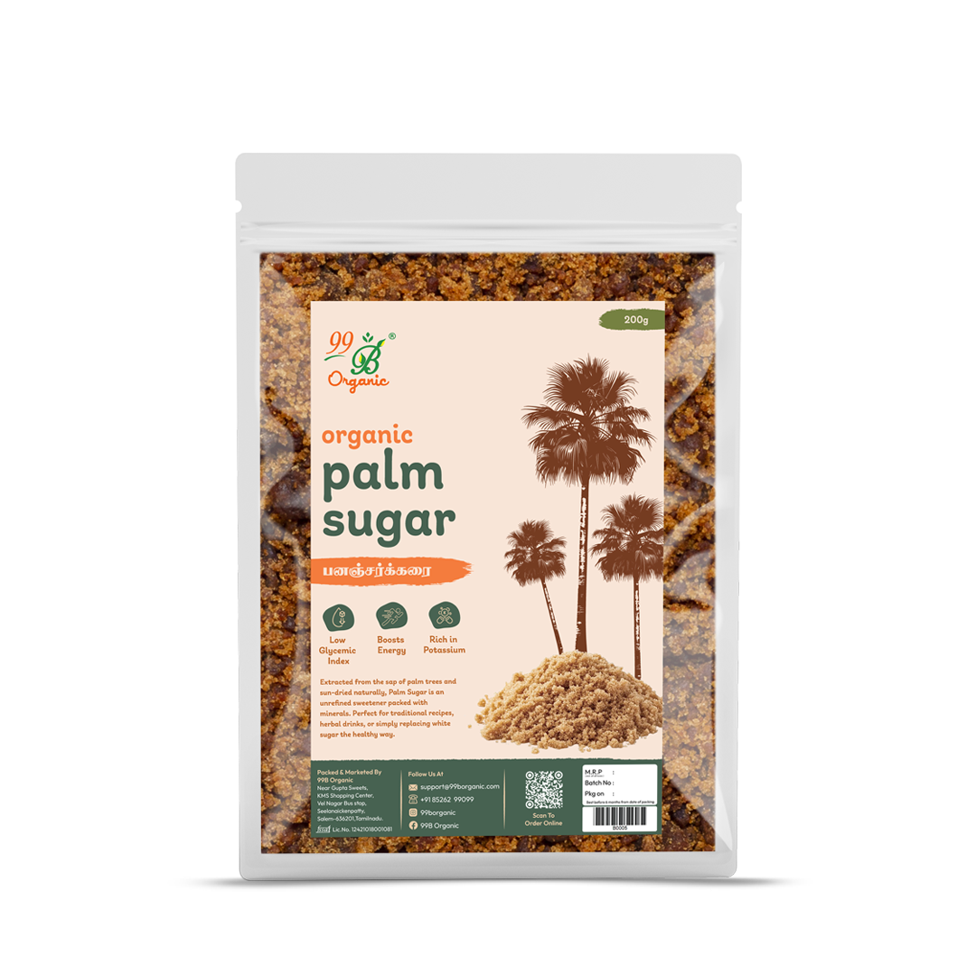 Organic palm sugar karupatti sweetener 200g natural low glycemic sweetener by 99B Organic